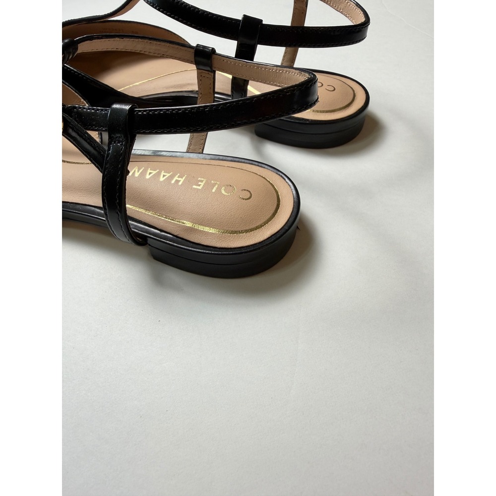 Cole Haan Grand 360 Black Leather T-Strap Pointed Toe Flats Shoes Womens 6B - Picture 4 of 8